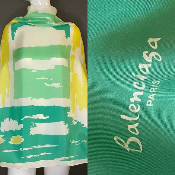 Beautiful Balenciaga Silk Scarf 32 In Sq Excellent Condition - Picture 1 of 9